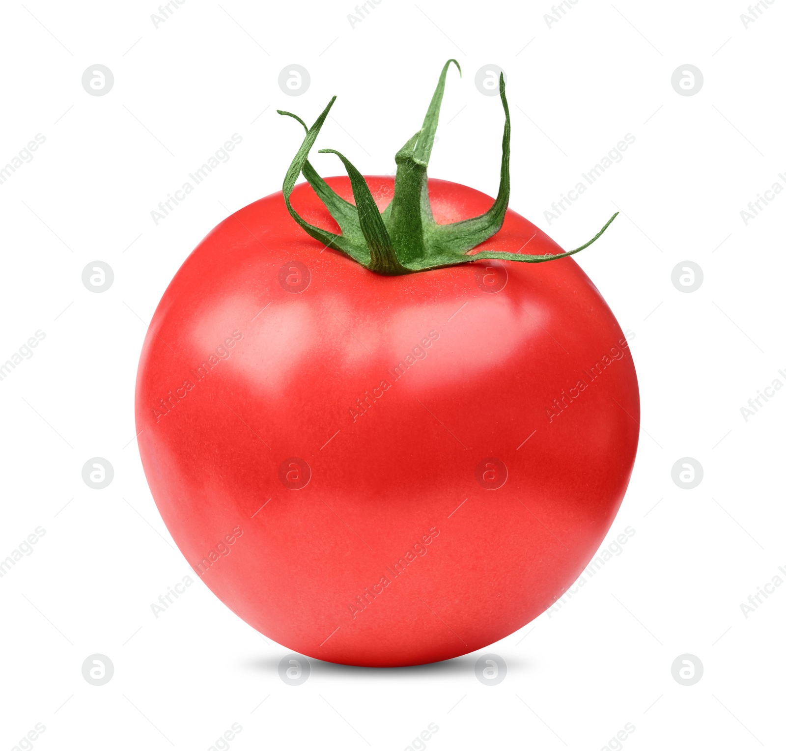 Photo of One red ripe tomato isolated on white