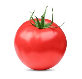 Photo of One red ripe tomato isolated on white