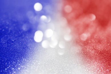 Image of 4th of July - USA Independence Day. Blurred view of glitters in colors of American national flag, bokeh effect 