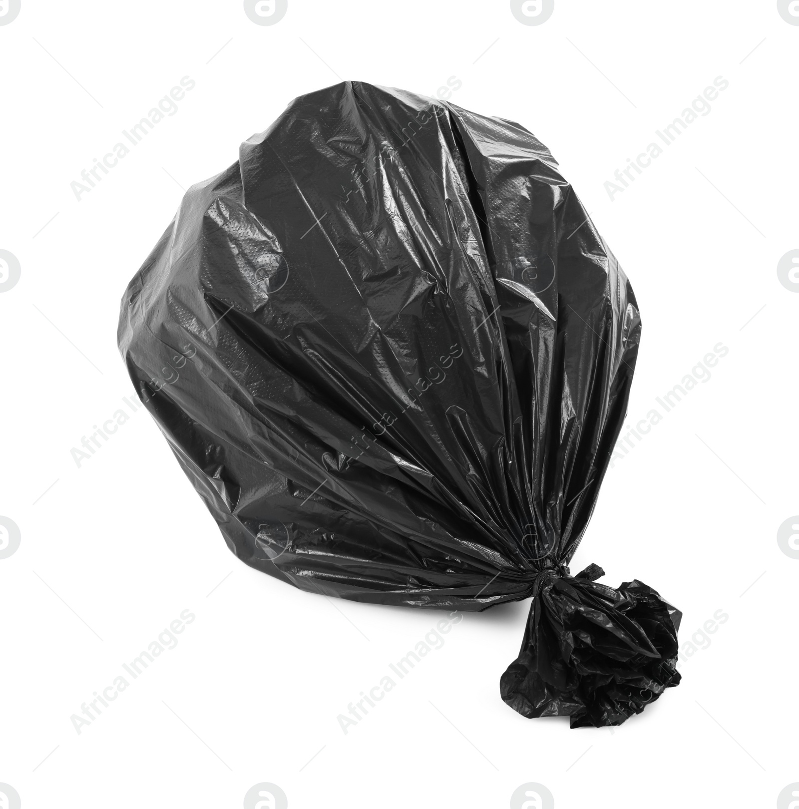 Photo of Black plastic garbage bag isolated on white