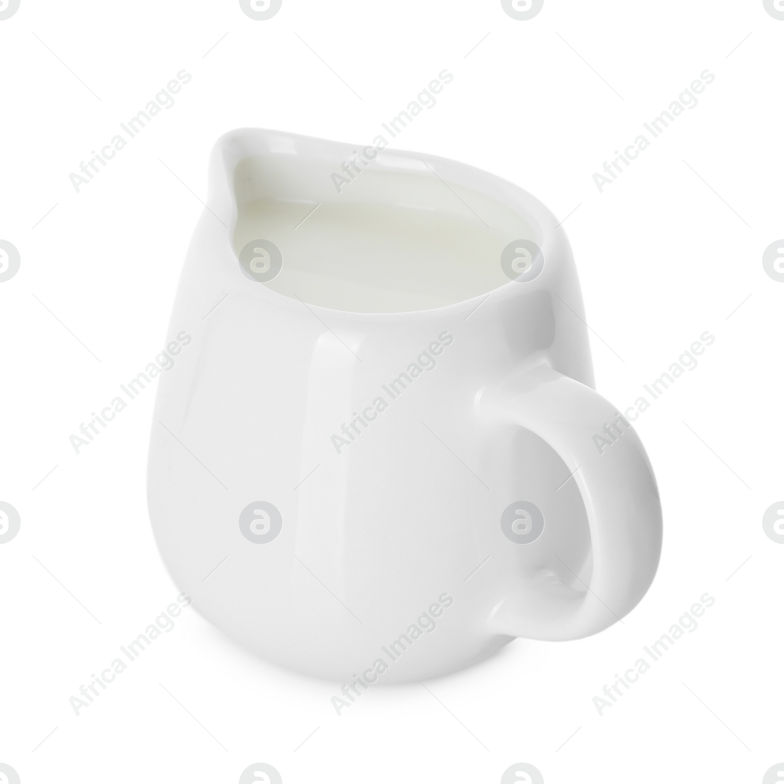 Photo of Jug of fresh milk isolated on white