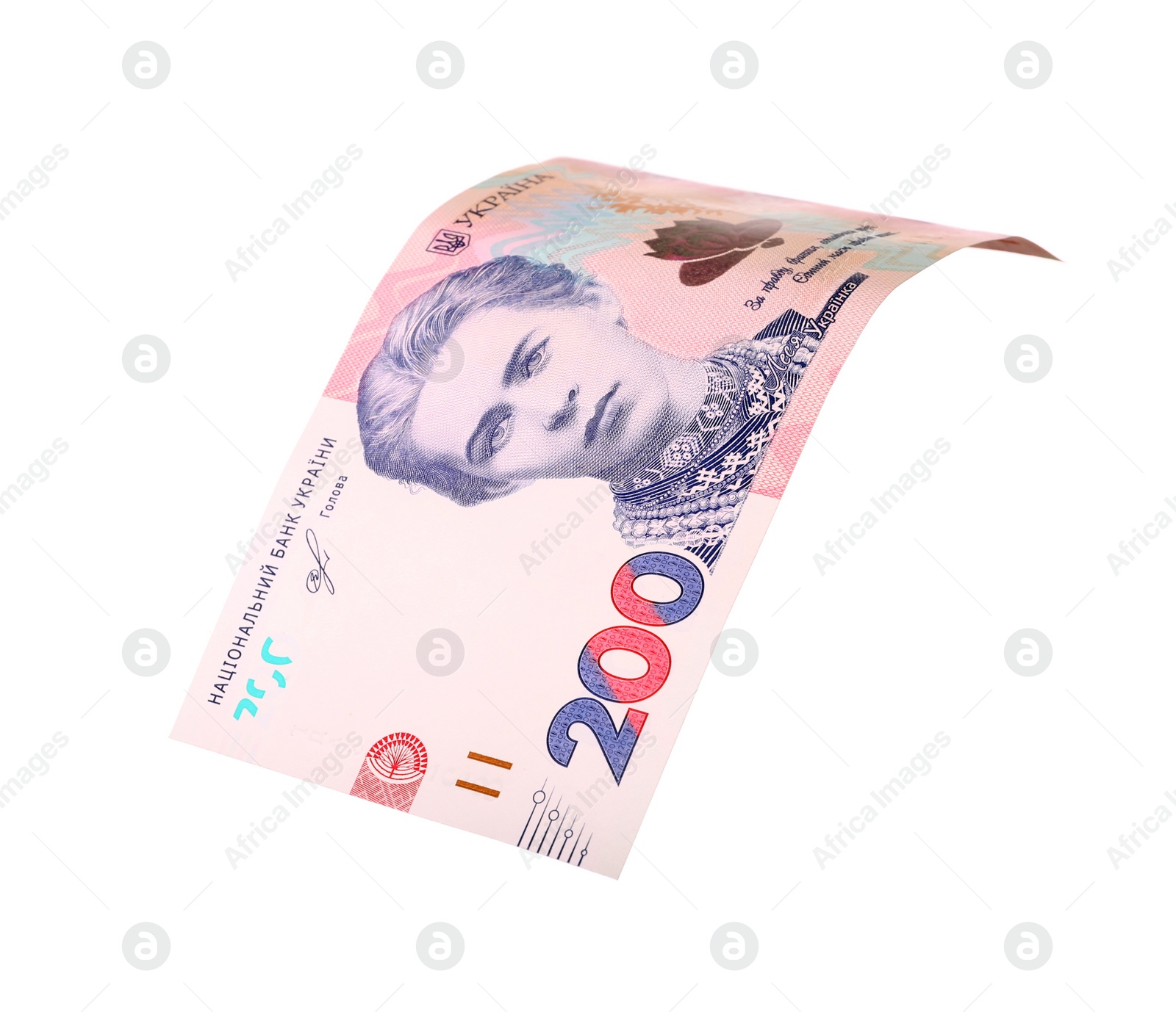 Photo of 200 Ukrainian Hryvnia banknote on white background