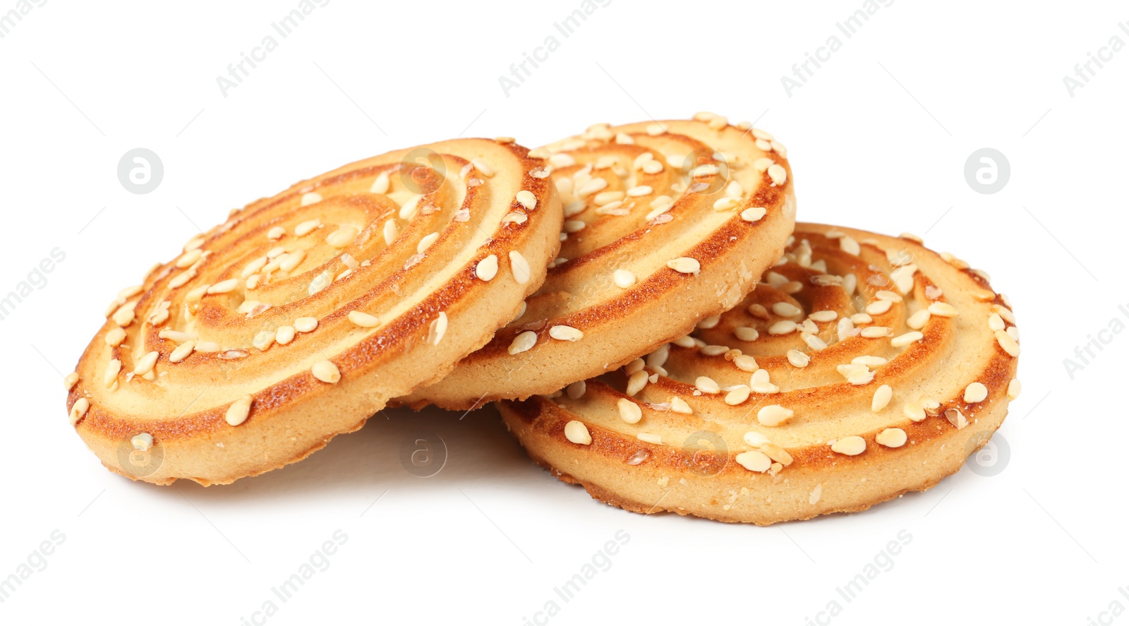 Photo of Grain cereal cookies on white background. Healthy snack