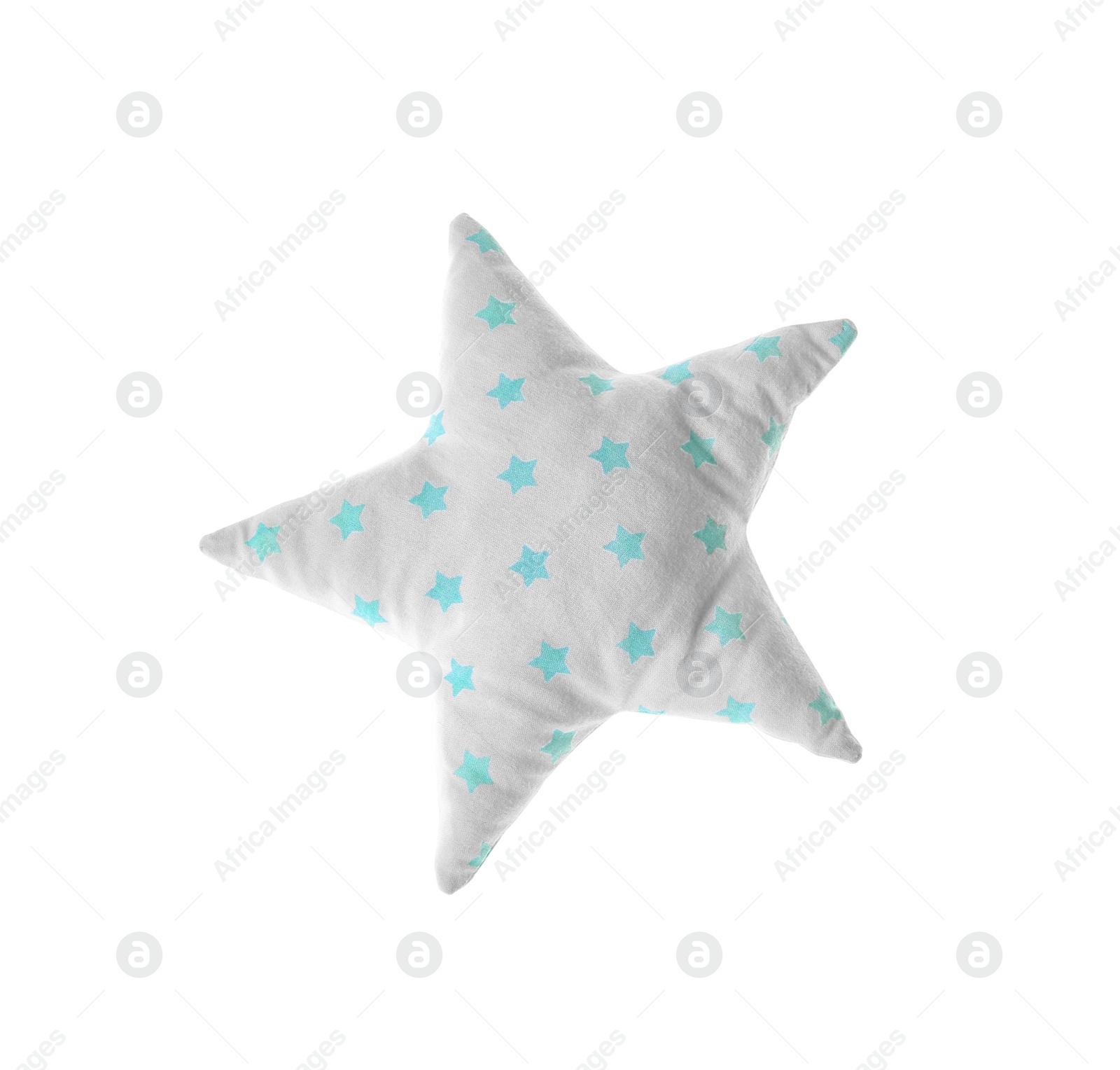 Photo of Star shaped decorative pillow on white background