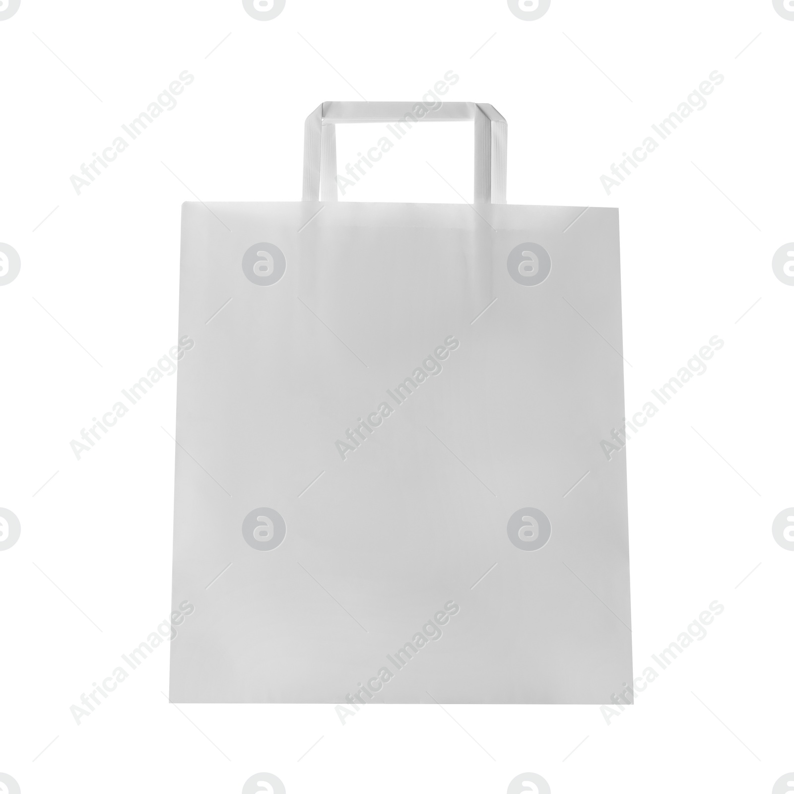 Photo of Blank paper bag on white background. Space for design