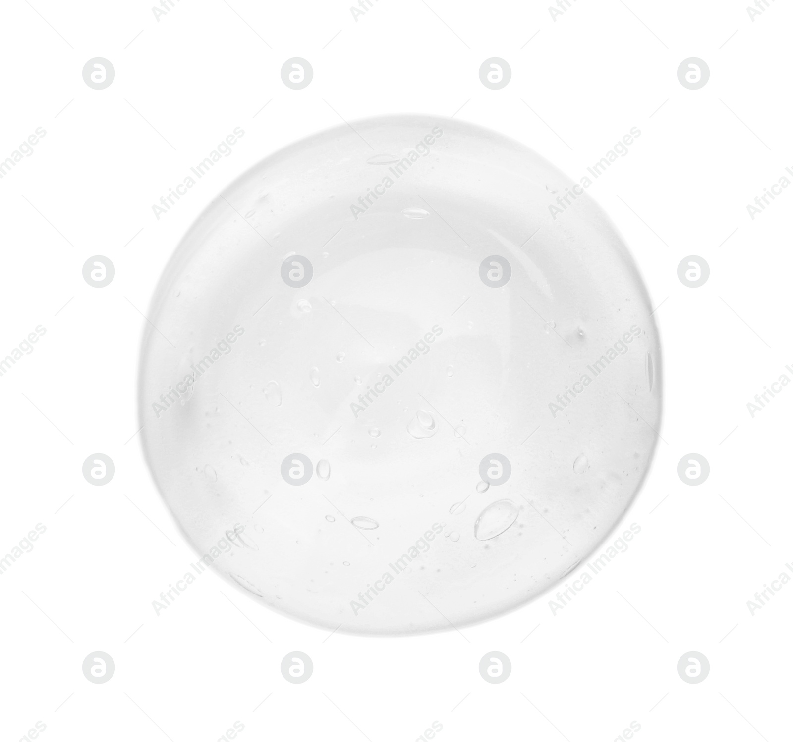 Photo of Drop of clear cosmetic gel isolated on white, top view