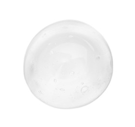 Photo of Drop of clear cosmetic gel isolated on white, top view