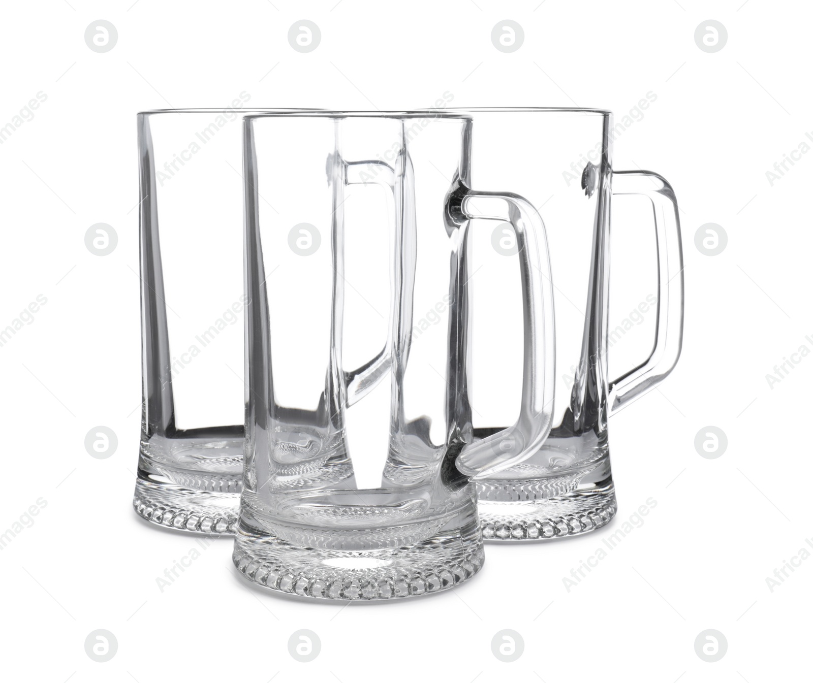 Photo of Elegant clean empty beer glasses isolated on white