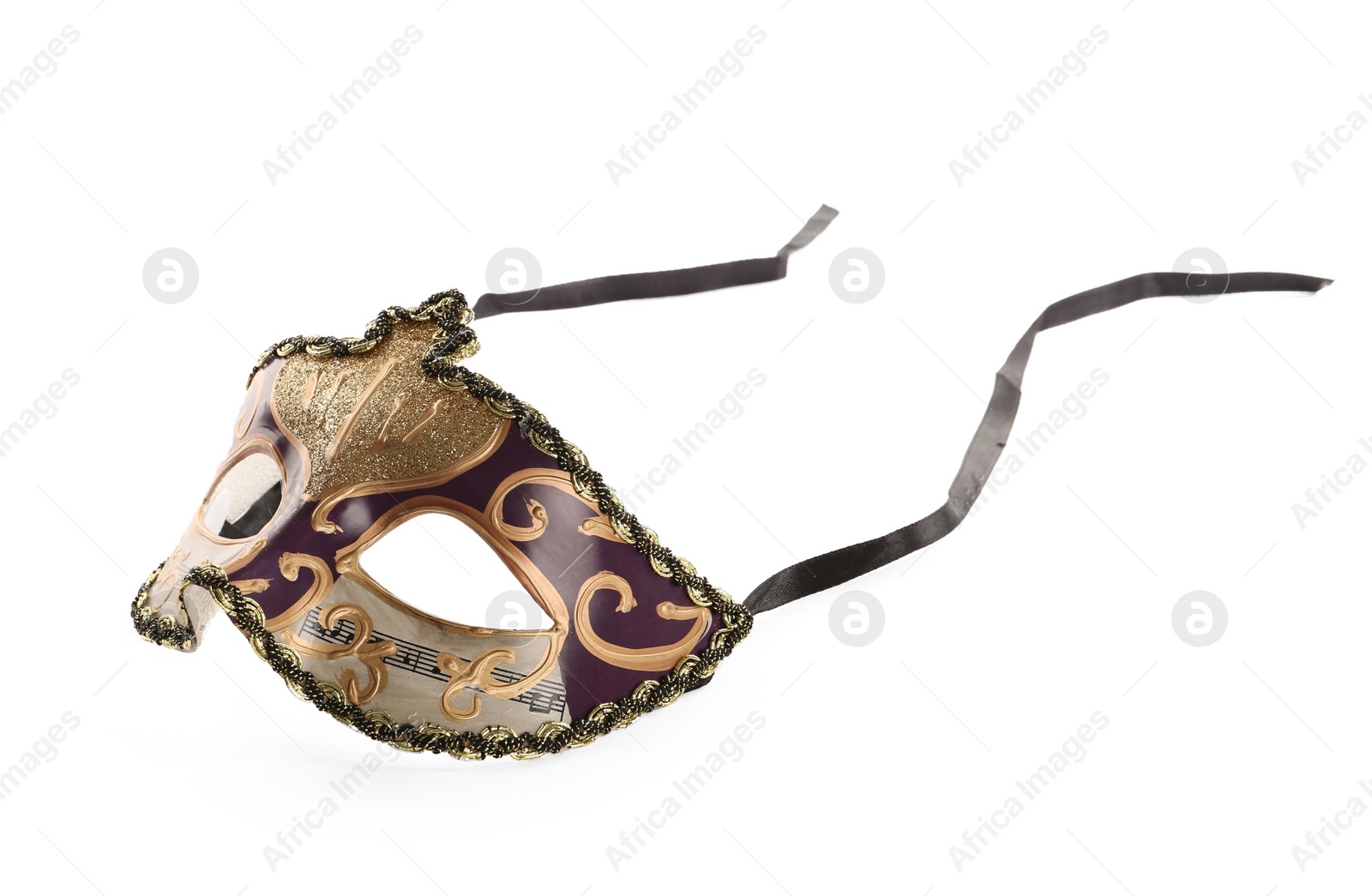 Photo of Beautiful purple carnival mask isolated on white