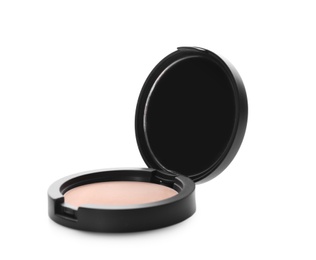 Pocket face powder with mirror against white background