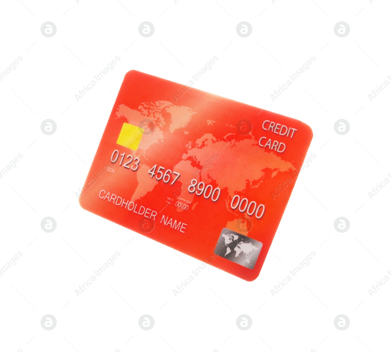 Photo of Red plastic credit card isolated on white