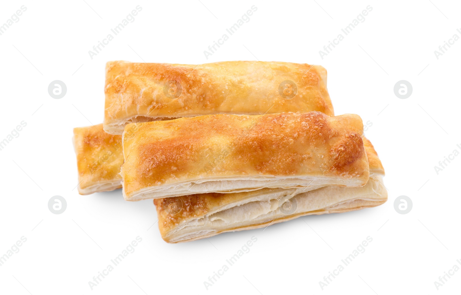 Photo of Delicious fresh puff pastries isolated on white