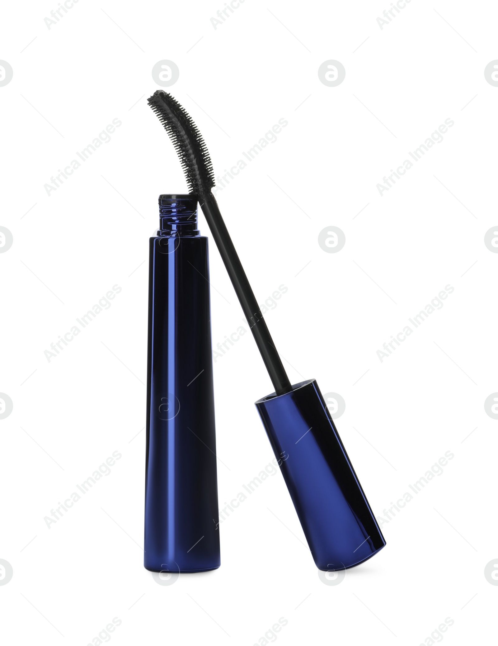 Photo of Mascara for eyelashes on white background. Makeup product