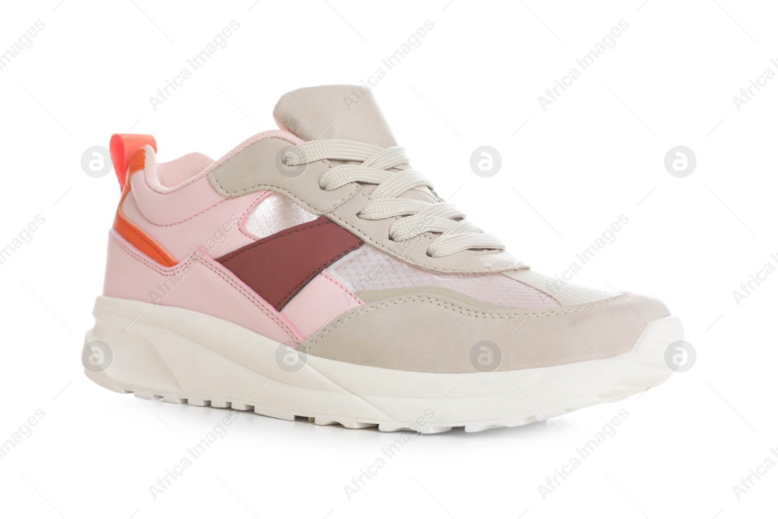 Photo of New stylish modern sneaker on white background