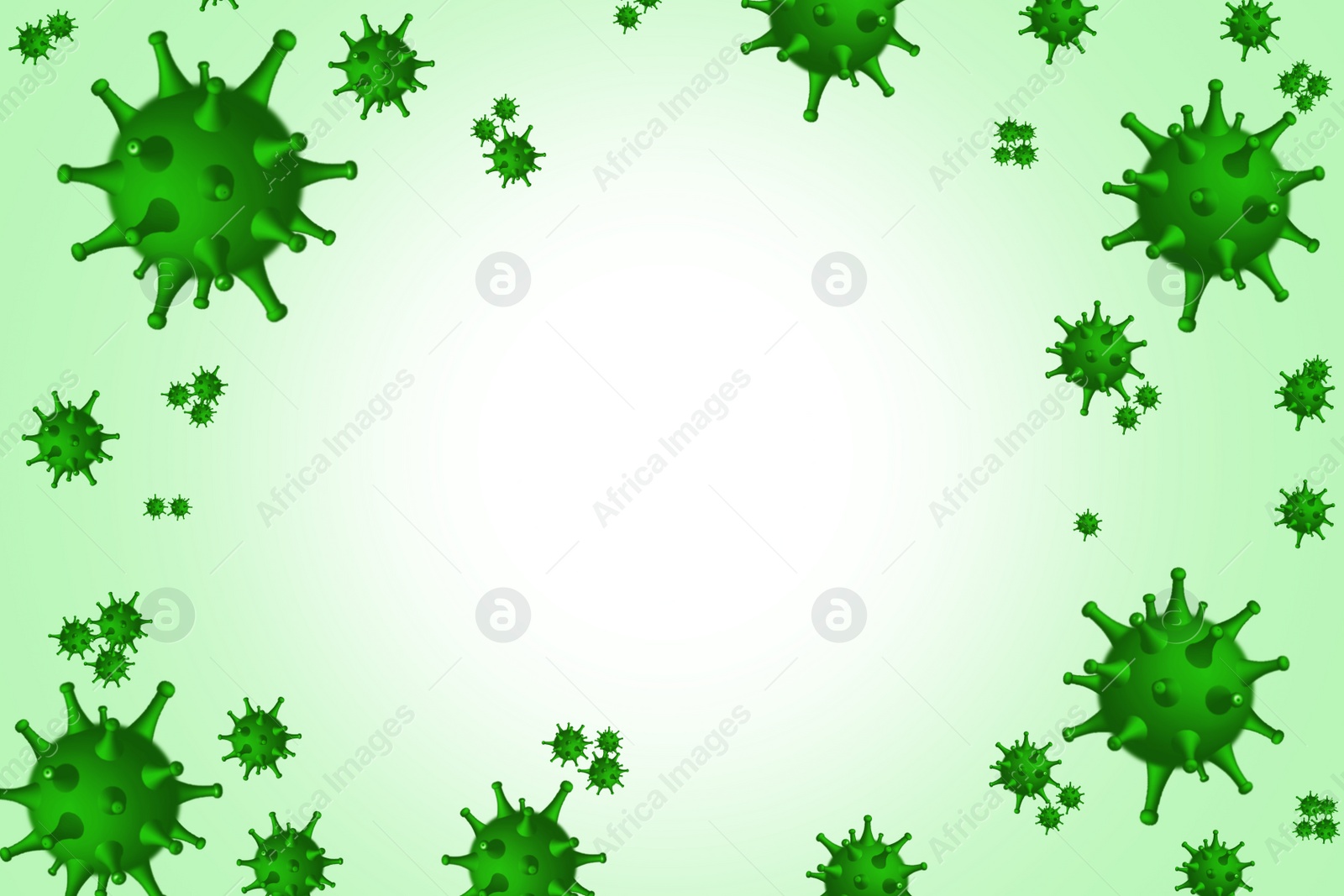 Image of Abstract illustration of virus on green background