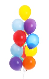 Photo of Bunch of colorful balloons on white background