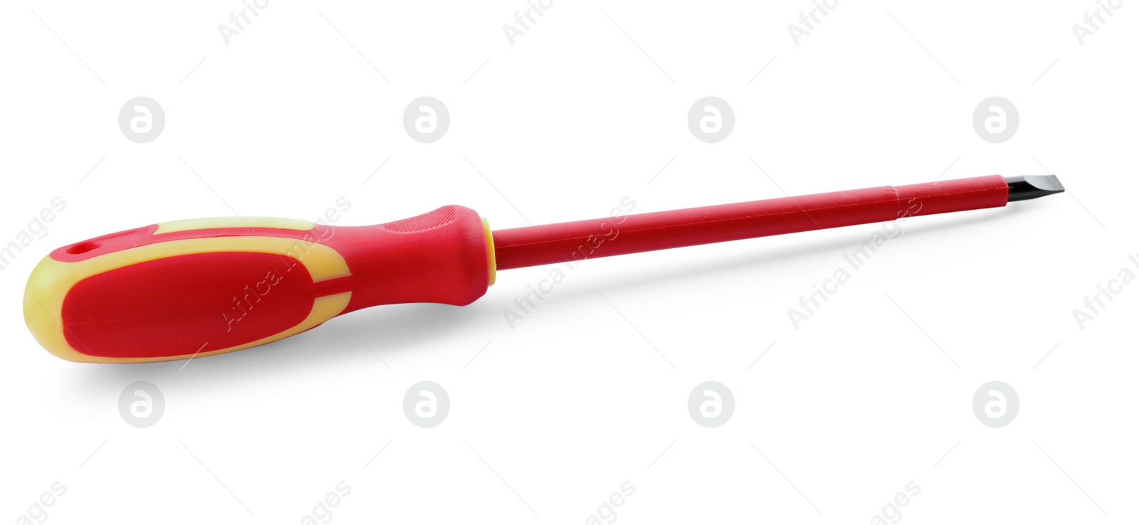 Photo of Red screwdriver on white background. Electrician's tool