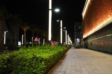 DUBAI, UNITED ARAB EMIRATES - NOVEMBER 04, 2018: Beautiful view of city street at night