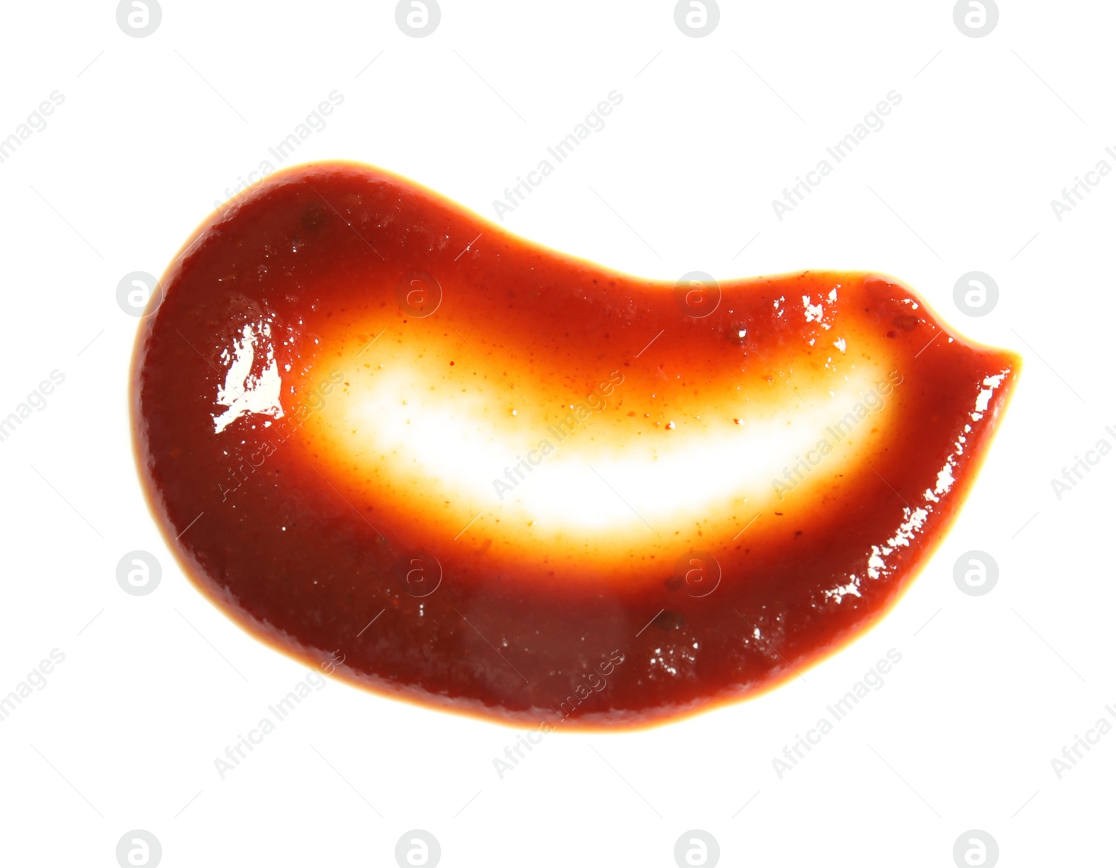 Photo of Barbecue sauce on white background, top view