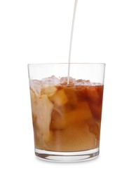 Glass of fresh iced coffee isolated on white