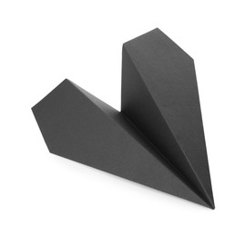 Handmade black paper plane isolated on white