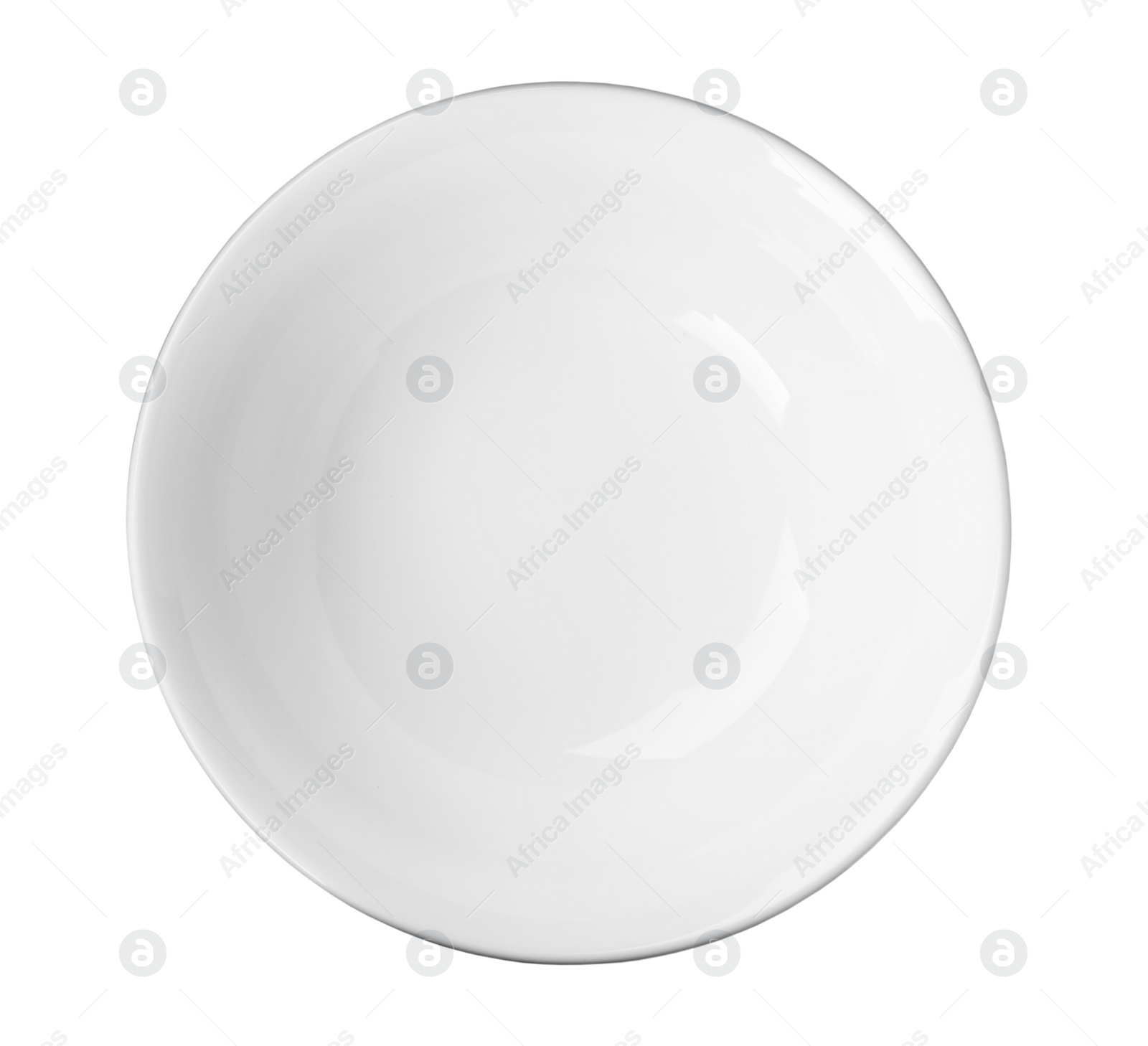 Photo of Ceramic bowl with space for text on white background, top view. Washing dishes