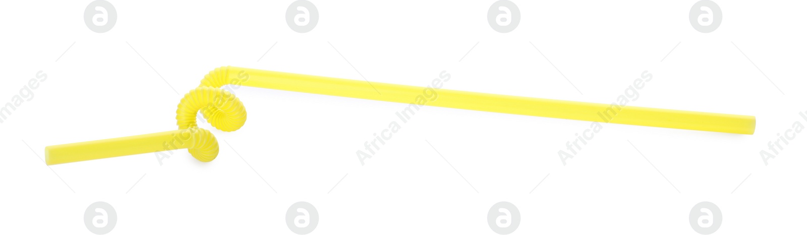 Photo of Yellow plastic cocktail straw isolated on white