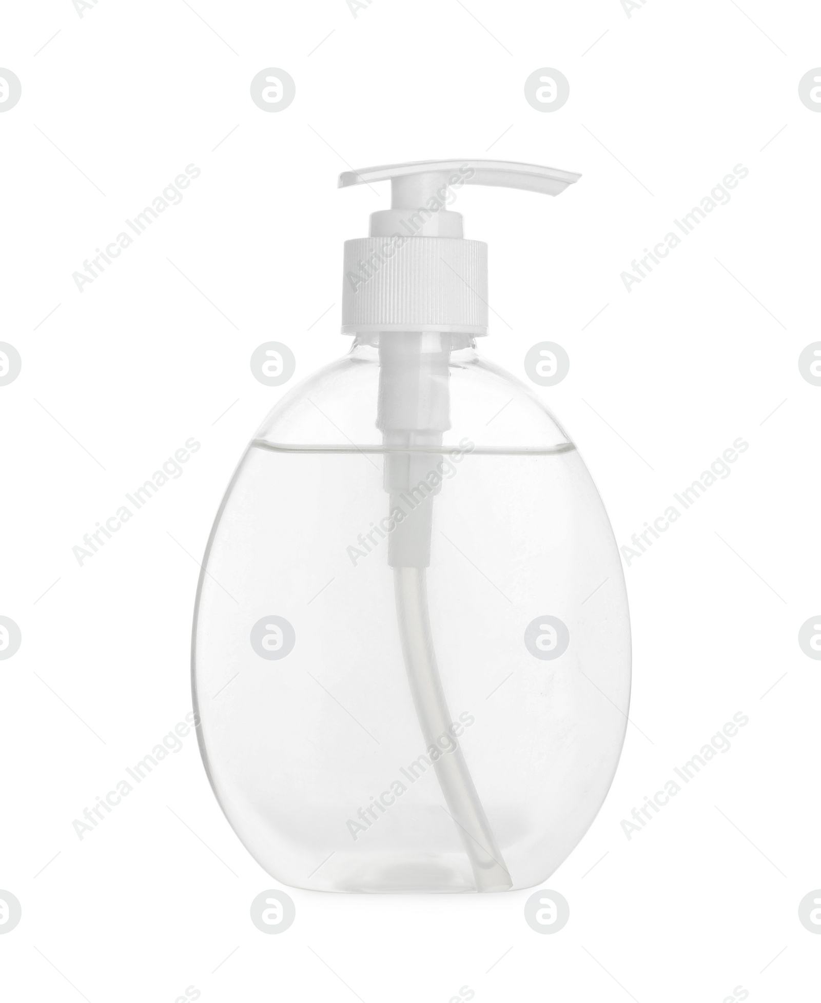 Photo of Dispenser of liquid soap isolated on white