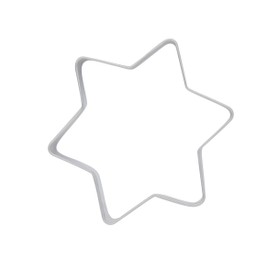 Star shaped cookie cutter on white background, top view