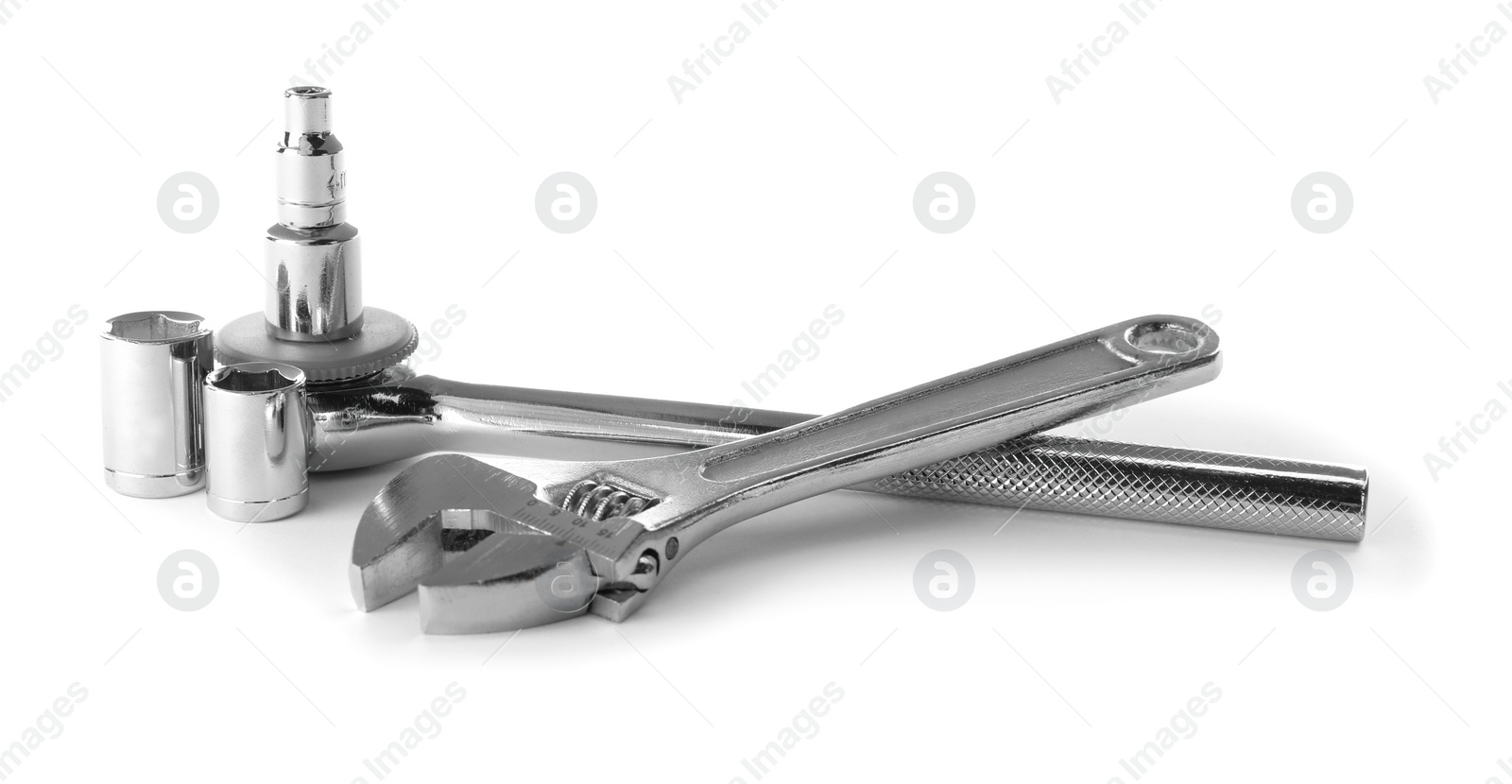 Photo of Modern auto mechanic's tools isolated on white