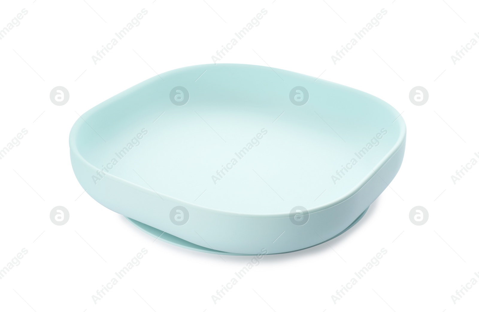 Photo of Plastic plate isolated on white. Serving baby food