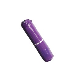 Photo of Tampon in purple package isolated on white