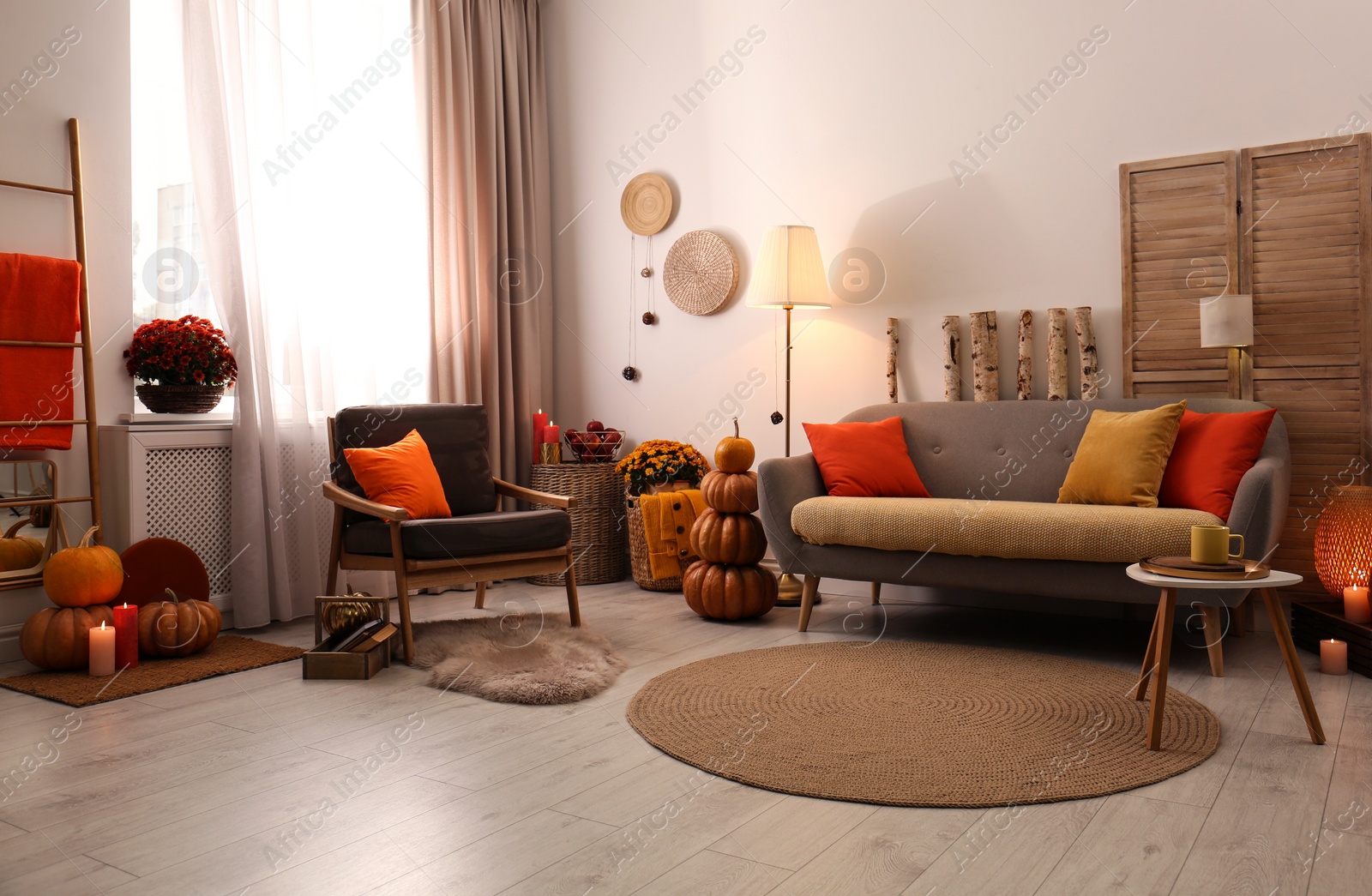 Photo of Cozy living room interior inspired by autumn colors