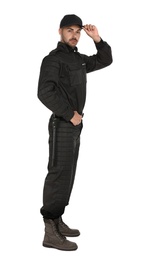 Photo of Male security guard in uniform on white background