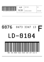 Illustration of Label with data and barcode, illustration. Parcel delivery