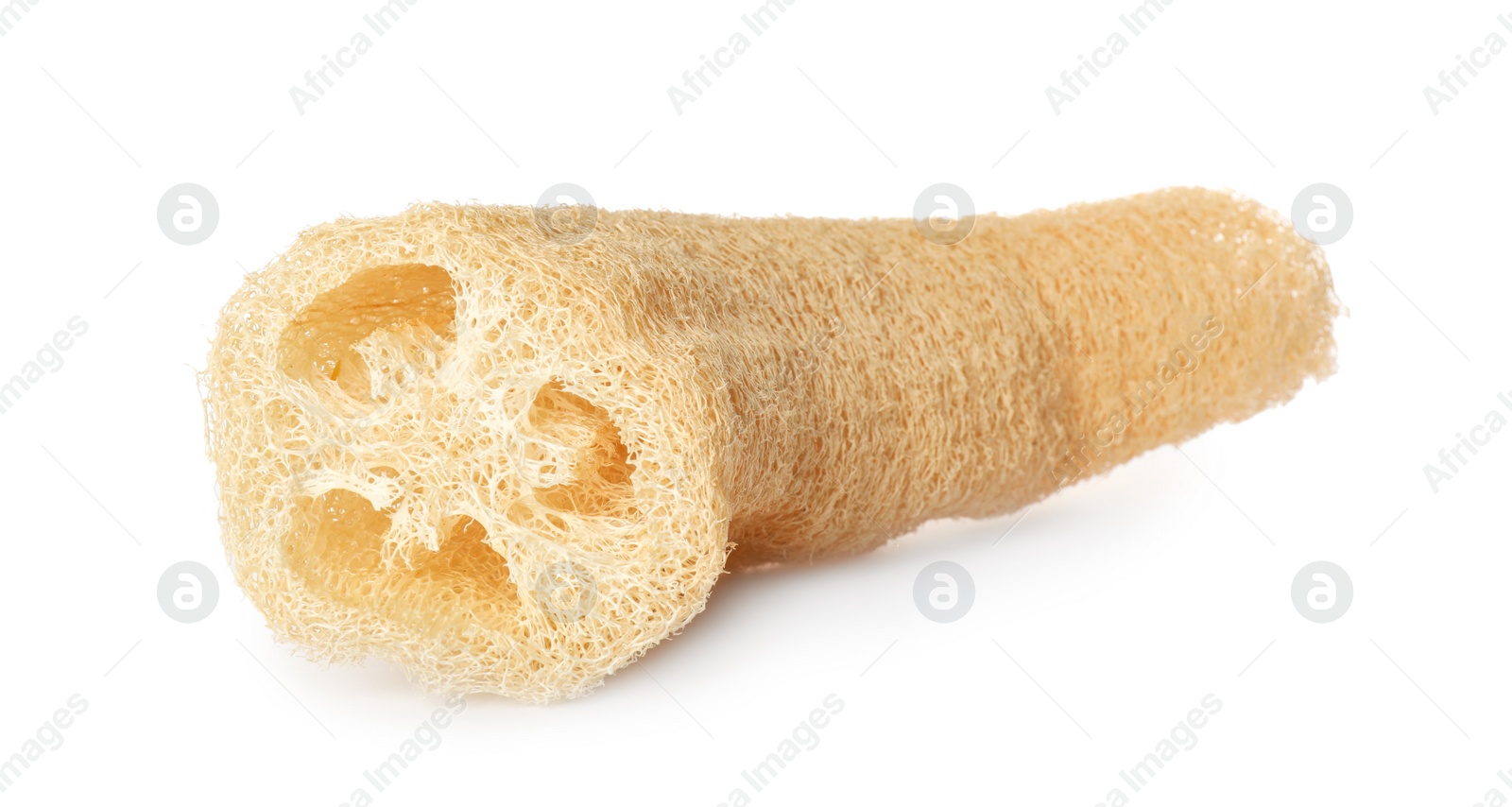 Photo of One natural loofah sponge isolated on white