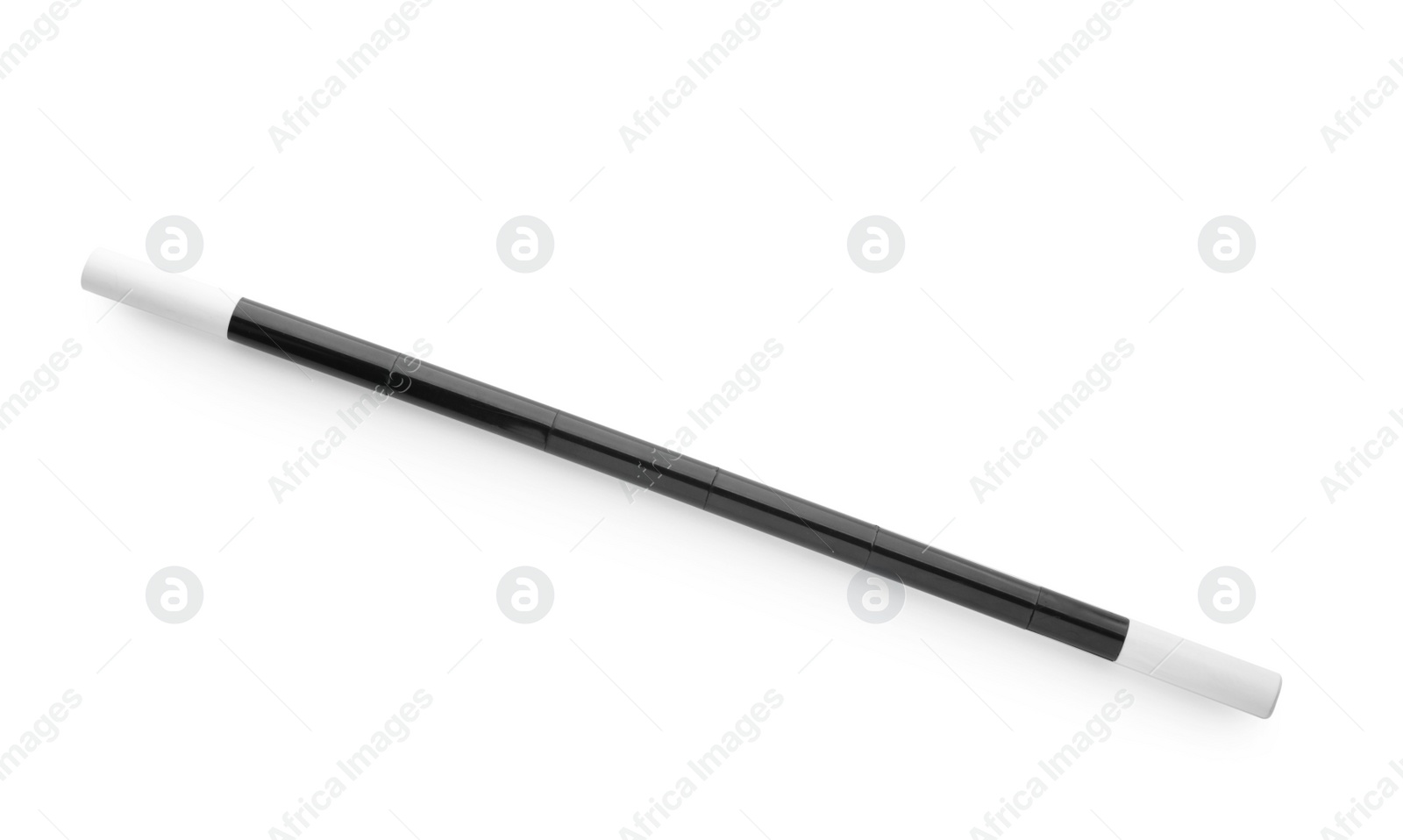 Photo of Beautiful black magic wand isolated on white, top view