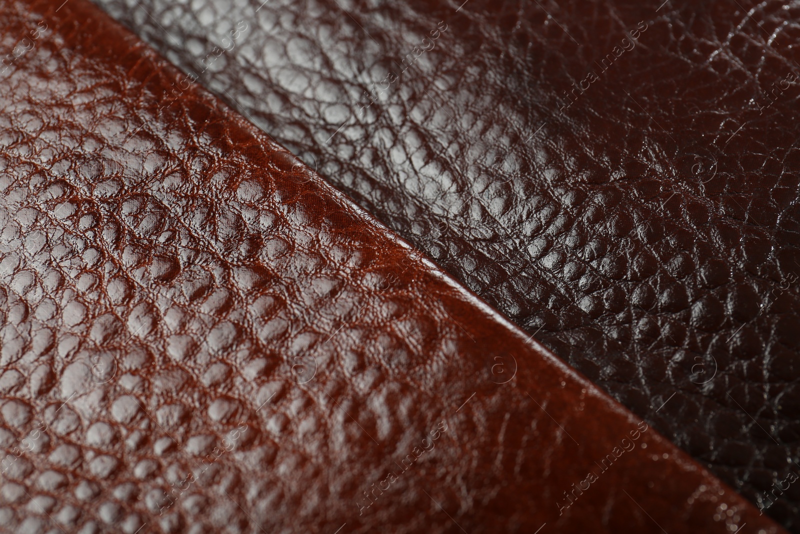 Photo of Different natural types of leather as background, top view