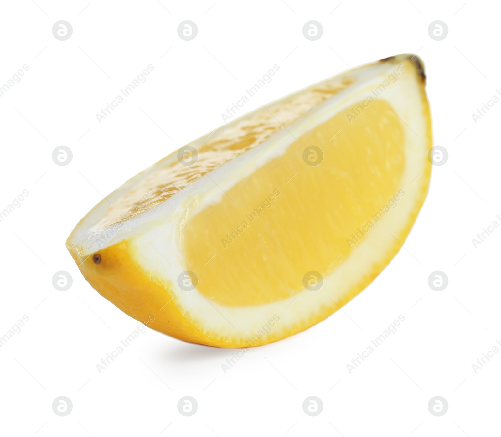 Photo of Piece of fresh lemon isolated on white