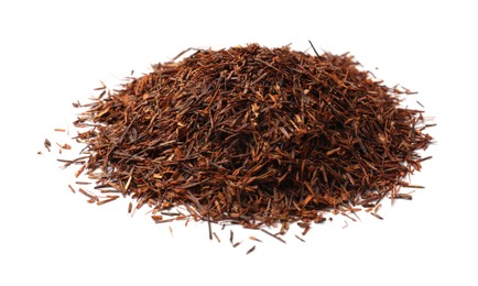 Heap of rooibos tea isolated on white