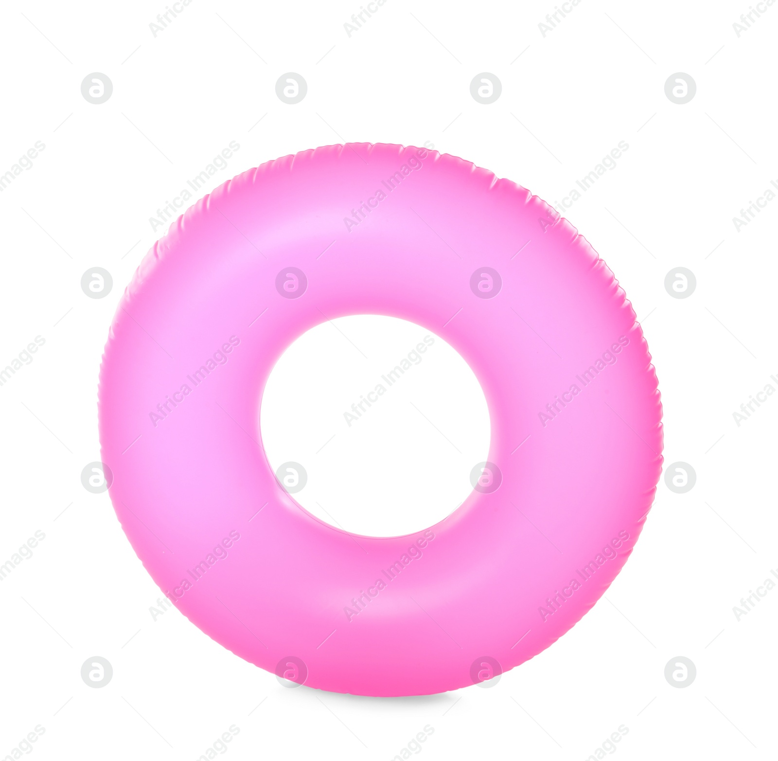 Photo of Bright inflatable ring on white background. Summer holidays