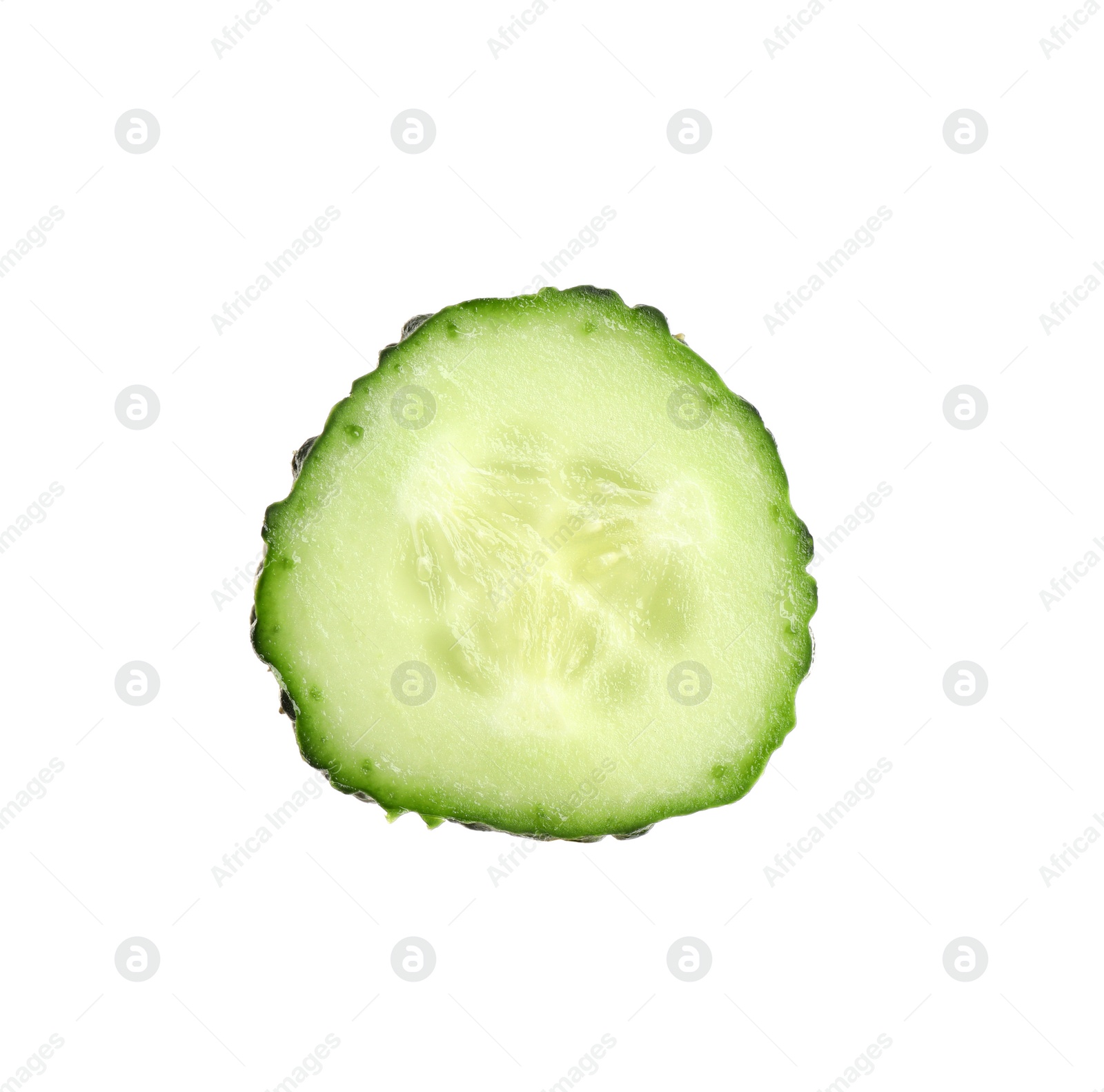 Photo of Piece of fresh cucumber isolated on white