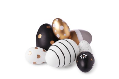 Photo of Beautifully painted Easter eggs isolated on white