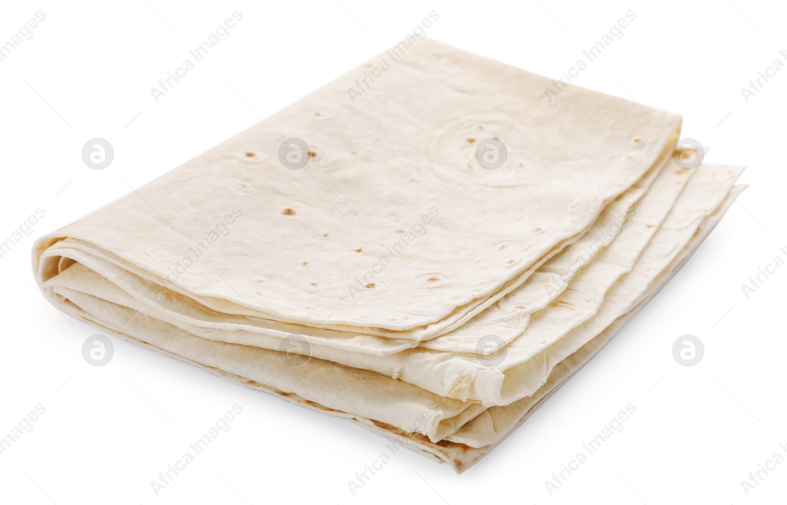 Photo of Delicious folded Armenian lavash on white background