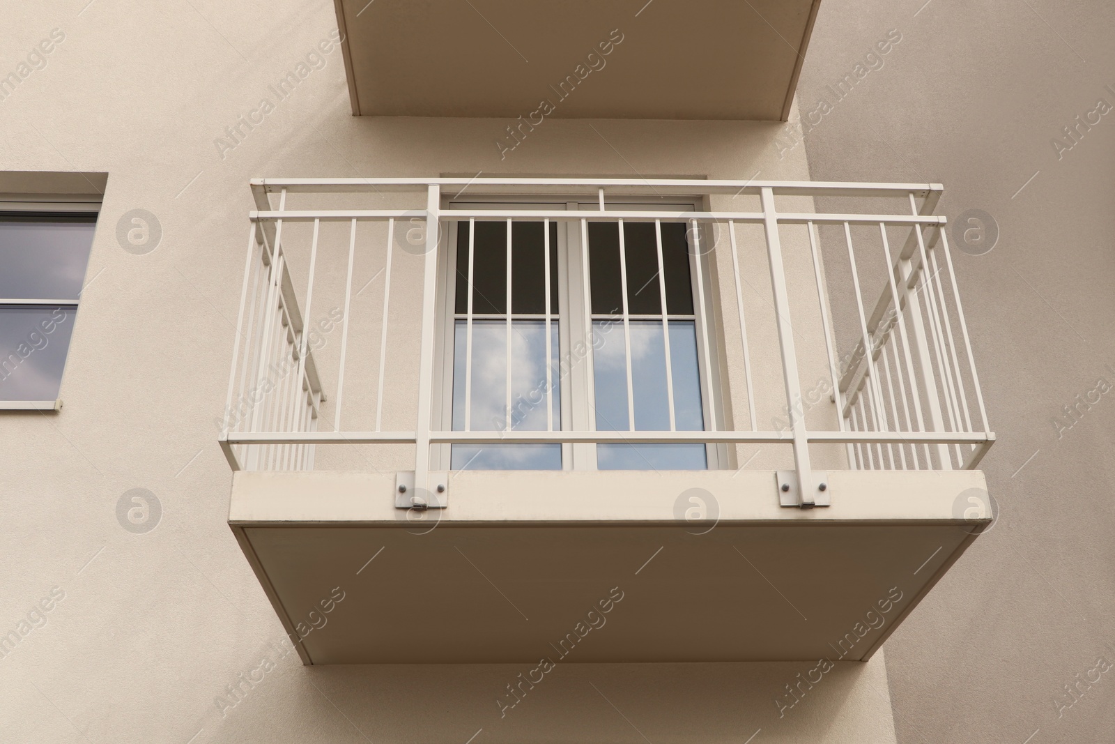 Photo of Exterior of beautiful building with empty balcony