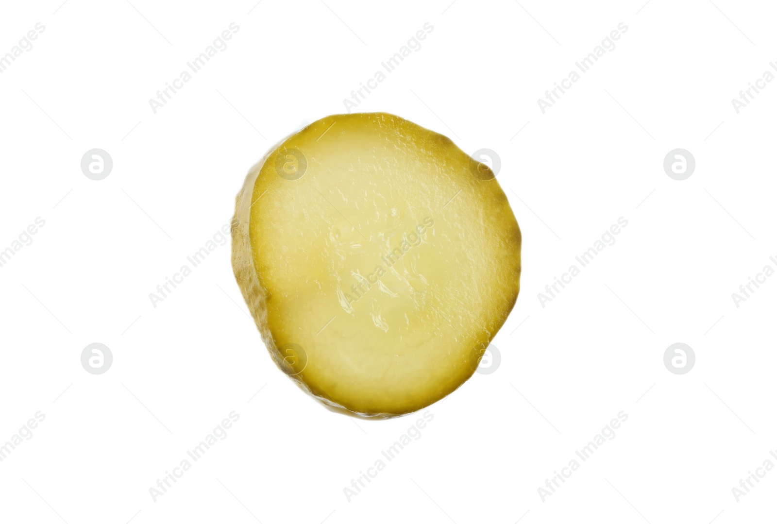 Photo of Slice of pickled cucumber isolated on white