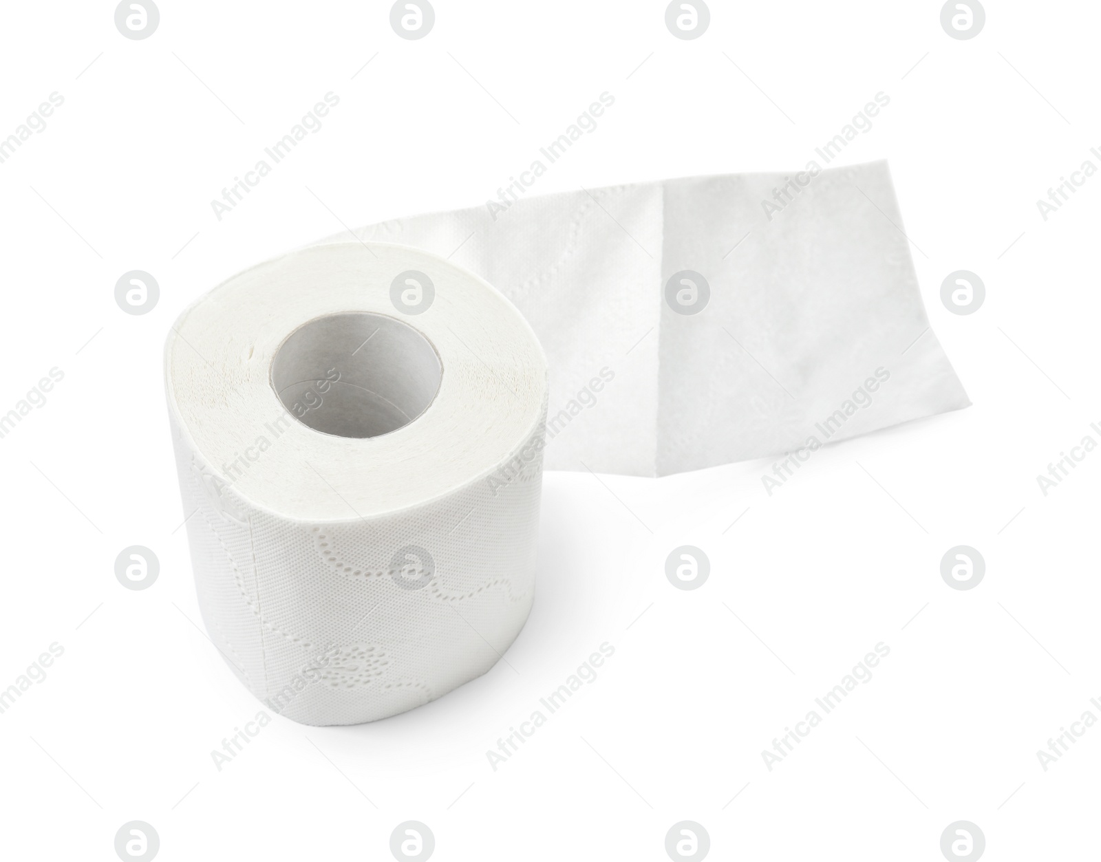 Photo of Roll of toilet paper on white background