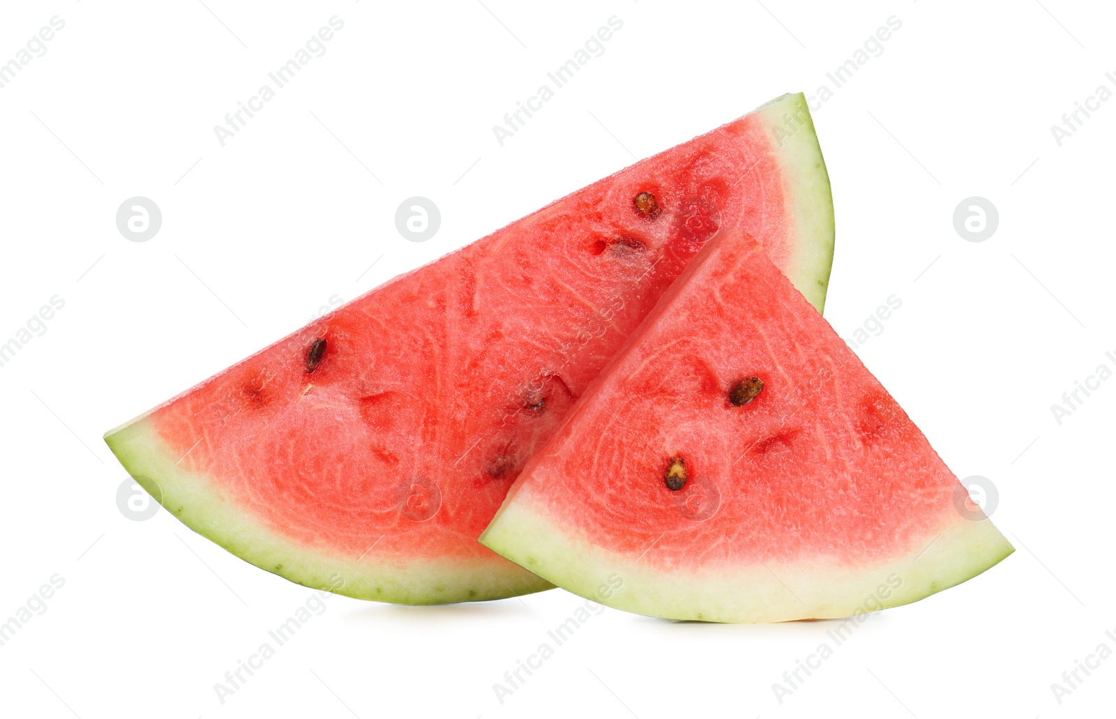 Photo of Slices of delicious ripe watermelon isolated on white