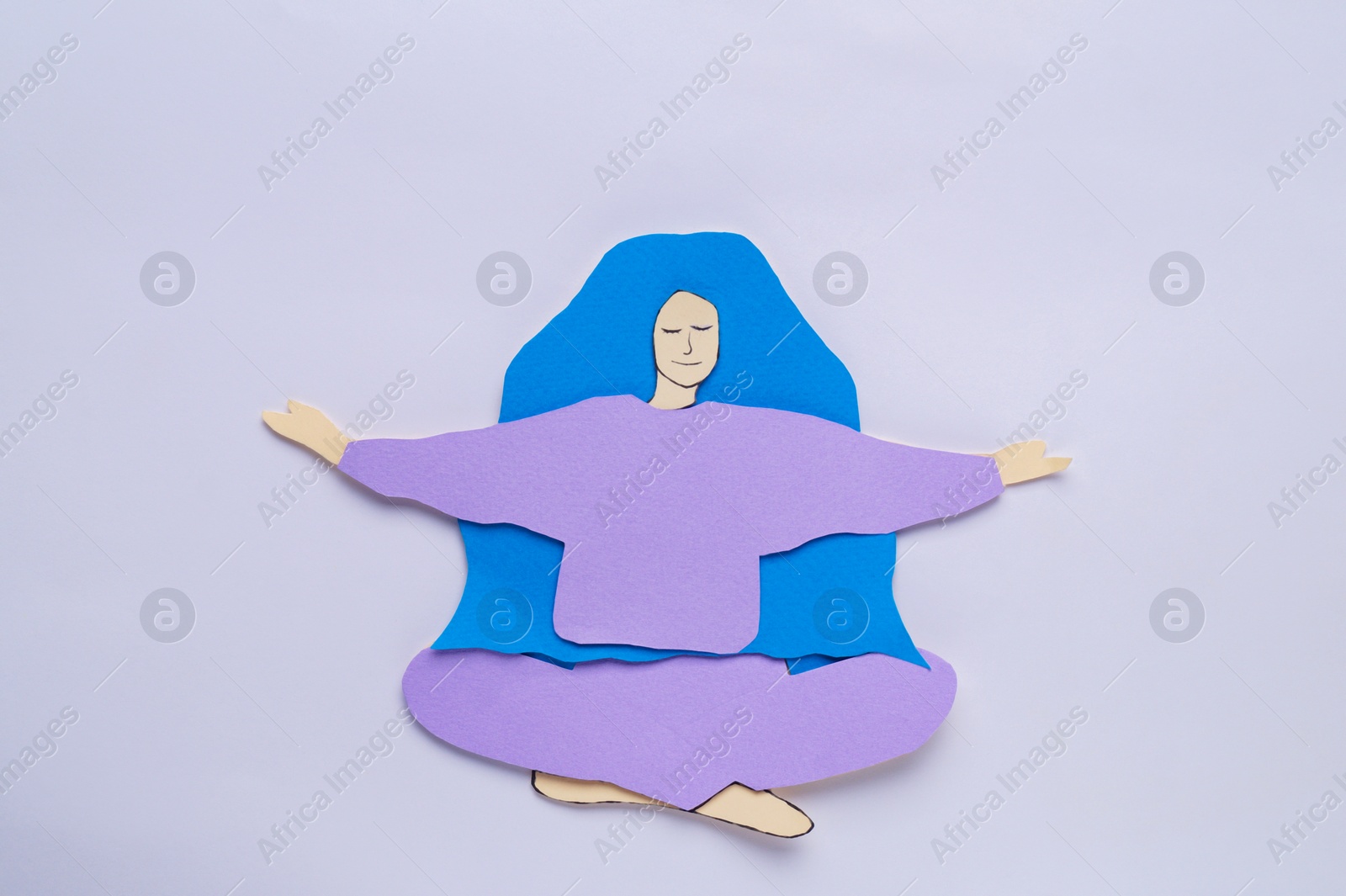 Photo of Woman's health. Female paper figure on white background, top view