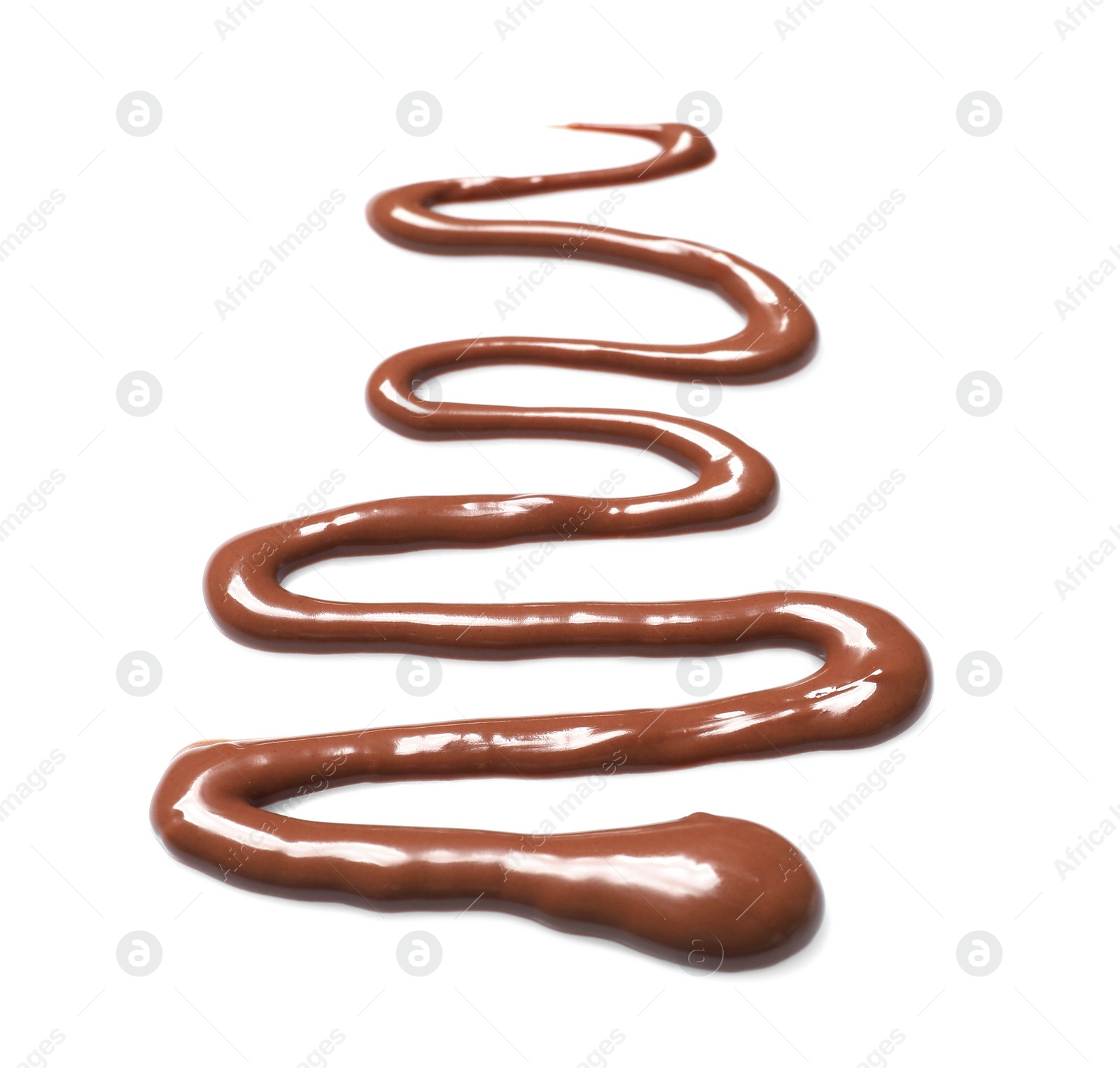 Photo of Smear of tasty milk chocolate paste isolated on white